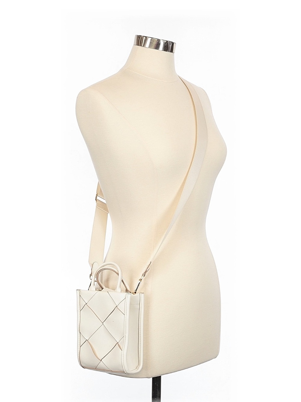 A New Day White Woven Leather Crossbody Bag
